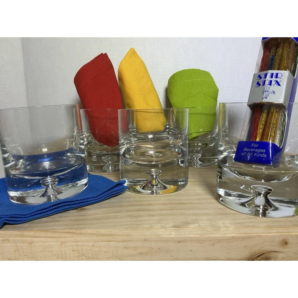 HTF CRATE & BARREL POLAND CLEAR KROSNO BUBBLE DOF GLASS Set Of 6
